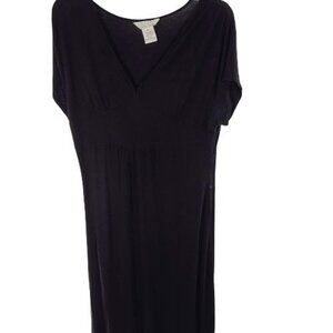 Uniform Shift dress V-Neck Short Sleeve Pleated Front Solid Black Women Size XL